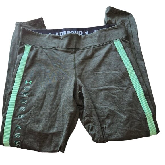 Under Armour Women's XL Olive Green Athletic Leggings With Teal Accents Pocket - Picture 3 of 6